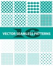 Pack of 16 turquoise vector seamless patterns