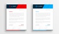 pack of two business letterhead template in blue and red color Royalty Free Stock Photo