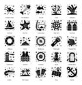 Pack Of Underwater solid Icons Royalty Free Stock Photo