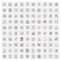 Pack of 100 Universal Line Icons for Mobile and Web