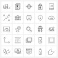 Pack of 25 Universal Line Icons for Web Applications arrow, study, target, book, shopping bag