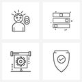 Pack of 4 Universal Line Icons for Web Applications avatar, business meeting, human, file, presentation