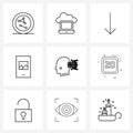 Pack of 9 Universal Line Icons for Web Applications calendar, calendar, download, robotics, robot