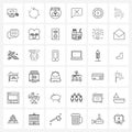 Pack of 36 Universal Line Icons for Web Applications circle, gear, dollar man, cross, chat