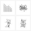 Pack of 4 Universal Line Icons for Web Applications give, pen, loans, music, idea