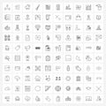 Pack of 100 Universal Line Icons for Web Applications heat, temp, party, thermometer, thunder