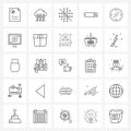 Pack of 25 Universal Line Icons for Web Applications map, compass, circle, bar, search bar