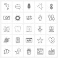 Pack of 25 Universal Line Icons for Web Applications medical, media, microphone, direction, arrow