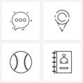 Pack of 4 Universal Line Icons for Web Applications messages; sports; conversation; location; contact list