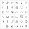 Pack of 36 Universal Line Icons for Web Applications phone, fire, droop, camping, not