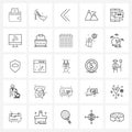 Pack of 25 Universal Line Icons for Web Applications phone, travel, back, tourism, mountain