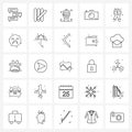 Pack of 25 Universal Line Icons for Web Applications photo, image, cream, digital, sweet