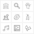 Pack of 9 Universal Line Icons for Web Applications refresh, arrows, direction, holidays, camping