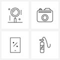 Pack of 4 Universal Line Icons for Web Applications search, smartphone, magnifying glass, dslr, oxygen