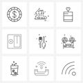 Pack of 9 Universal Line Icons for Web Applications tool, discard, sale, design, romantic