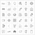 Pack of 36 Universal Line Icons for Web Applications world, devise, boxing gloves, usb, power