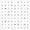 Pack of 81 Universal Line Icons for Web Applications world, stats heart, share, graph, education