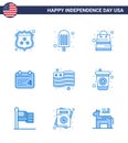 Pack of 9 USA Independence Day Celebration Blues Signs and 4th July Symbols such as usa; country; money; american; day