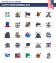 Pack of 25 USA Independence Day Celebration Flat Filled Lines Signs and 4th July Symbols such as camp; tent free; flag; ice cream