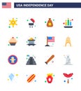 Pack of 16 USA Independence Day Celebration Flats Signs and 4th July Symbols such as cart; dessert; money; cake; fire