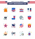 Pack of 16 USA Independence Day Celebration Flats Signs and 4th July Symbols such as cook; barbecue; drum; star; shield