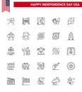 Pack of 25 USA Independence Day Celebration Lines Signs and 4th July Symbols such as baseball; american; entrance; frise; world