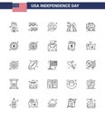 Pack of 25 USA Independence Day Celebration Lines Signs and 4th July Symbols such as elephent; landmark; party; building; food