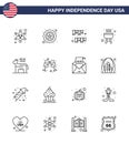 Pack of 16 USA Independence Day Celebration Lines Signs and 4th July Symbols such as political; donkey; garland; cook; barbecue