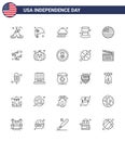 Pack of 25 USA Independence Day Celebration Lines Signs and 4th July Symbols such as thanksgiving; american; cake; magic hat; cap