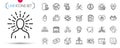 Pack of Video conference, Iodine mineral and Chemistry molecule line icons. Pictogram icon. Vector