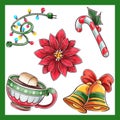 pack watercolor christmas elements vector design Royalty Free Stock Photo