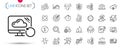 Pack of Waterproof, Settings gear and Magic wand line icons. Pictogram icon. Vector