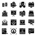 Pack of Web and Networking Solid Icons Royalty Free Stock Photo