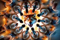 wolves kaleidoscope mandala and wolf. Geometric element, medallion, yoga, india, arabic illustration generative ai Royalty Free Stock Photo