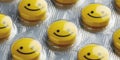 A pack of yellow pills with smiley faces Royalty Free Stock Photo