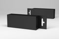 Package blank black box euro slot hanger for Pegboard- mockup back and front view for headphone, accessories, cable, other