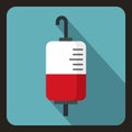 Package for blood transfusion icon, flat style Royalty Free Stock Photo
