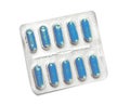 Package of blue capsules Royalty Free Stock Photo