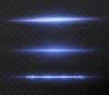 Package with blue horizontal highlights. Png Laser neon beams, horizontal light blue beams. Beautiful flashes of light