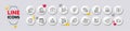 Package box, Entrance and Co2 line icons. For web app, printing. White buttons 3d icons. Vector