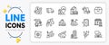 Package box, Entrance and Co2 line icons. For web app. Vector