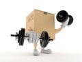 Package character with dumbbells