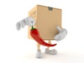 Package character holding hot pepper