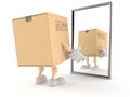 Package character looking at mirror
