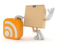 Package character with RSS icon Royalty Free Stock Photo