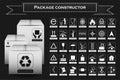 Package constructor. Packaging symbols. Icon set