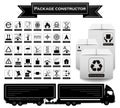 Package constructor. Packaging symbols. Icon set. Vector illustration Royalty Free Stock Photo