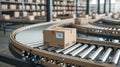 The package on conveyor belt.AI generated image Royalty Free Stock Photo