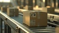 A Package on Conveyor Belt..AI generated image Royalty Free Stock Photo
