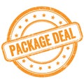 PACKAGE DEAL text on orange grungy round rubber stamp